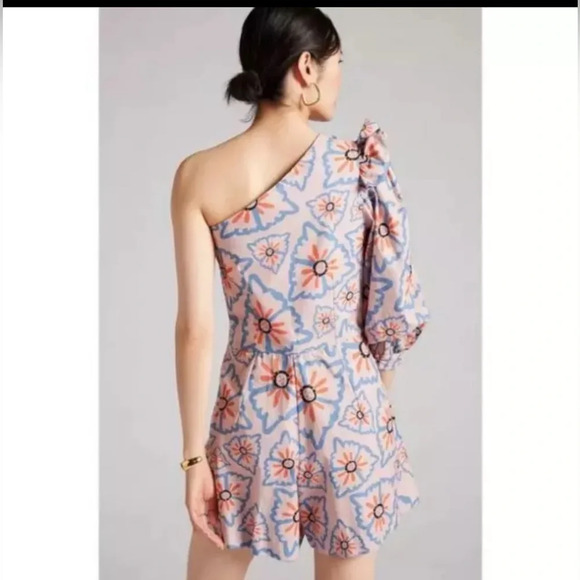 Anthropologie Atelier 1756 size S Nadia Floral Ruffle Romper One Shoulder - Picture 2 of 5